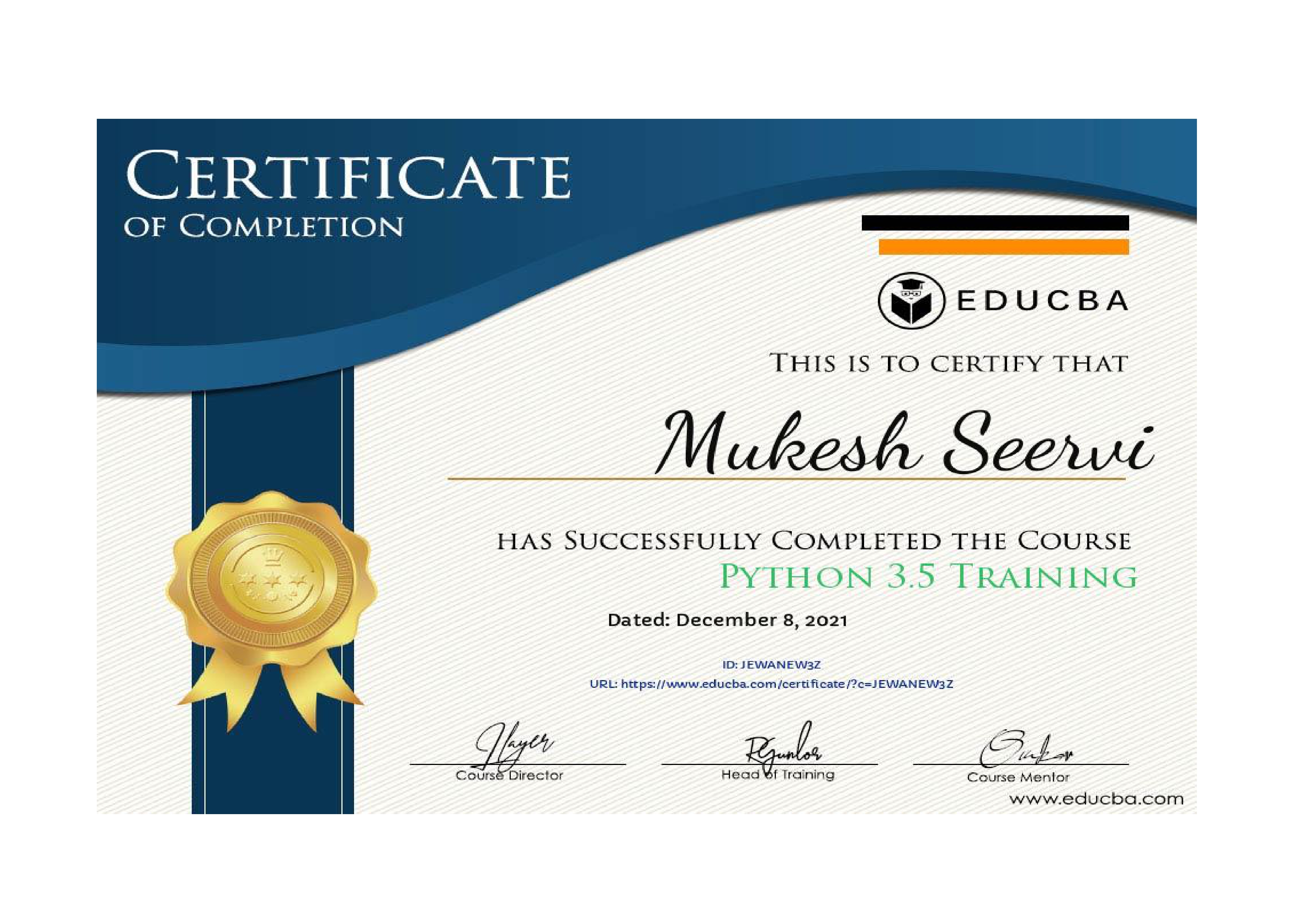 Certificate